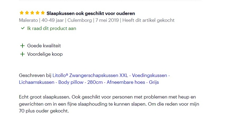 review litollo zwangerschapskussen XXL